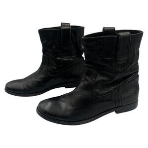 Frye Anna Shortie Leather Ankle Boots Booties Black Size 5.5M